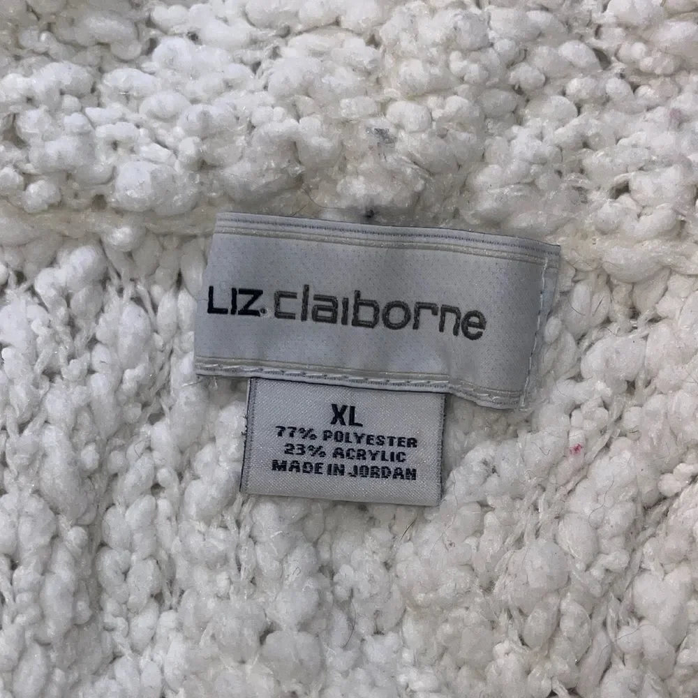 Liz Claiborne Off-Shoulder Cream Sweater Holiday Soft